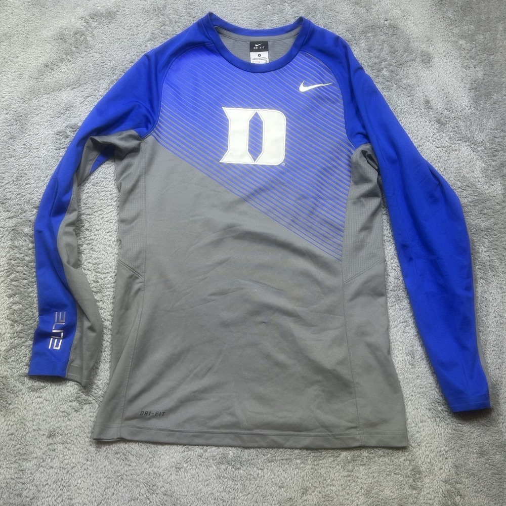 Nike Duke Blue Devils Shirt Mens S Basketball Dri-FIT Elite Training Long Sleeve